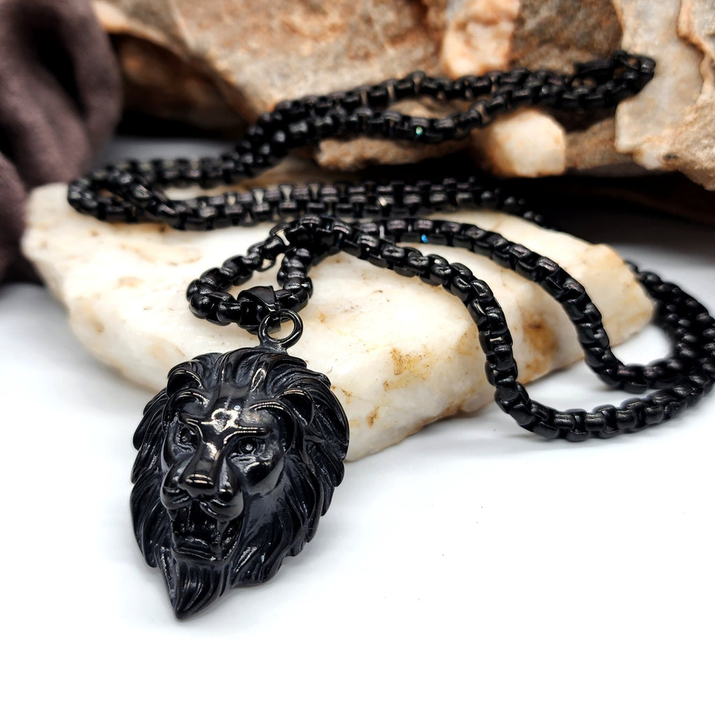 Black Power / Chain Necklace For Mens Lion Massive Necklace Hypoallergenic Gift for Man