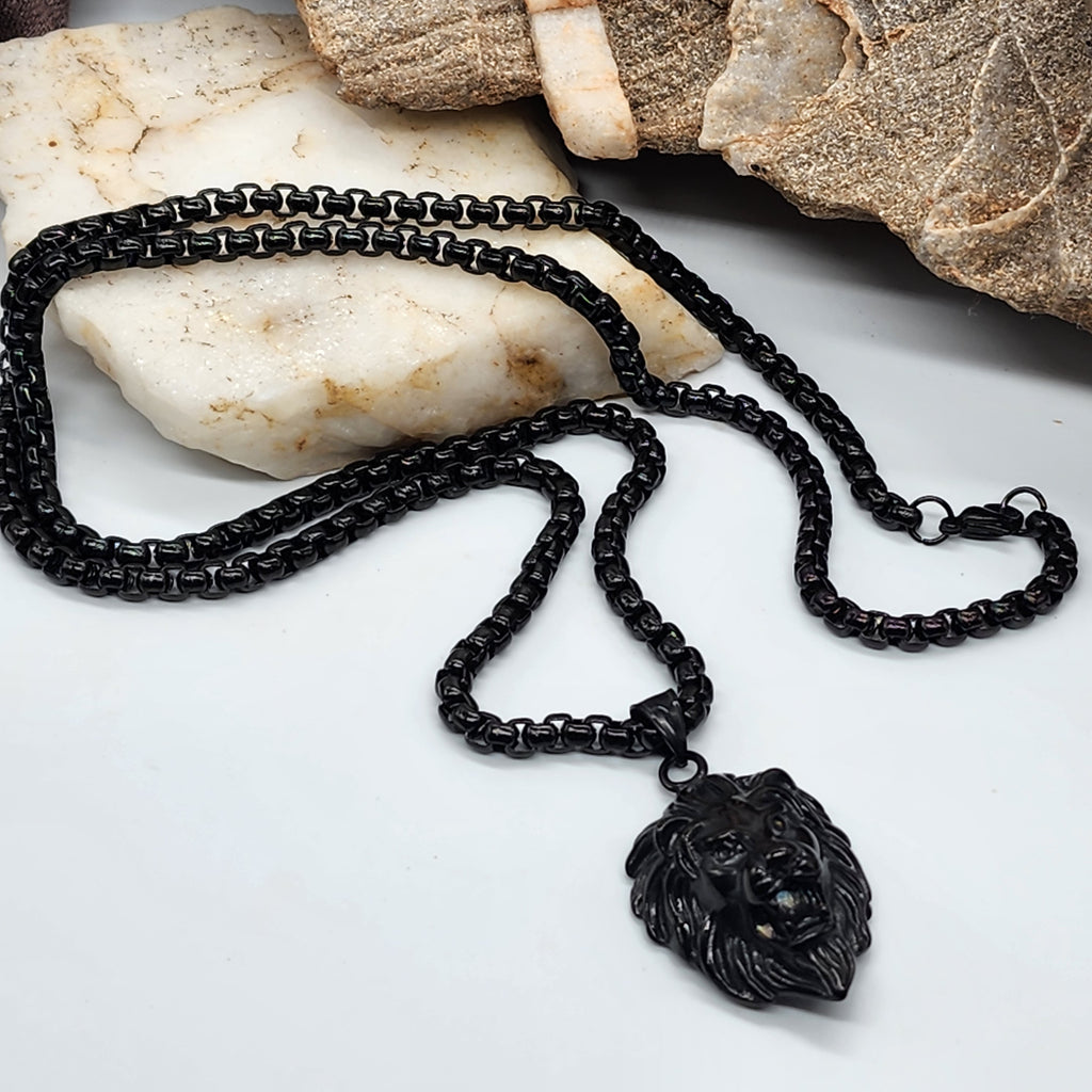 Black Power / Chain Necklace For Mens Lion Massive Necklace Hypoallergenic Gift for Man