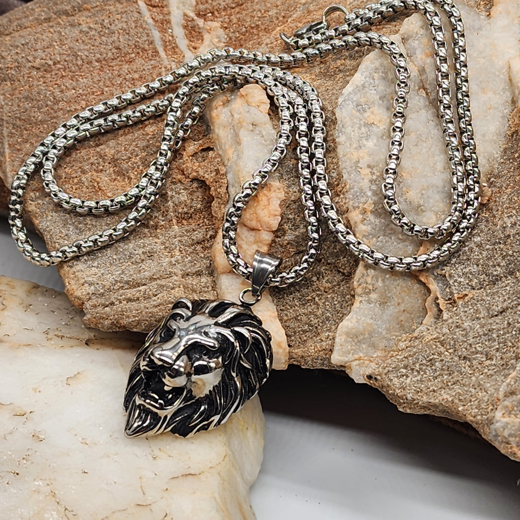 Knowledge / Chain Necklace For Mens Massive Necklace Hypoallergenic Lion Head Gift for Man