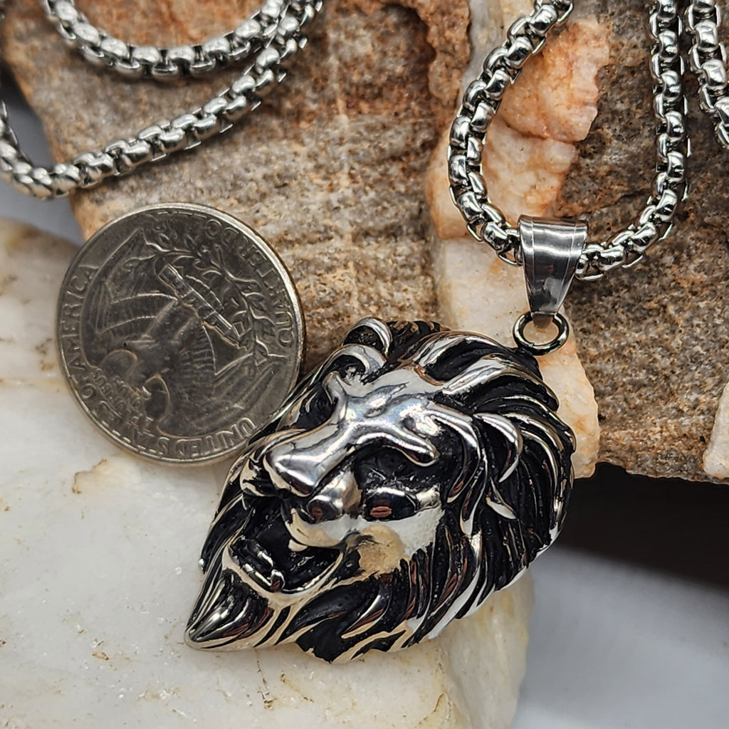 Knowledge / Chain Necklace For Mens Massive Necklace Hypoallergenic Lion Head Gift for Man