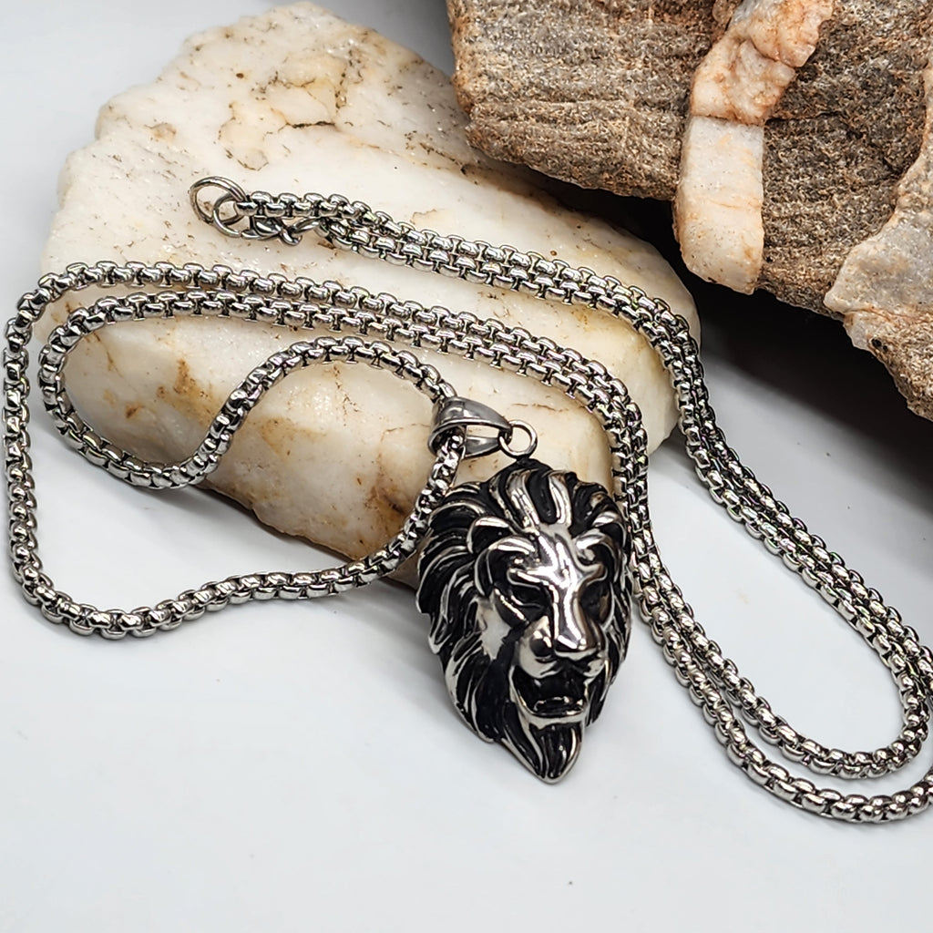 Knowledge / Chain Necklace For Mens Massive Necklace Hypoallergenic Lion Head Gift for Man