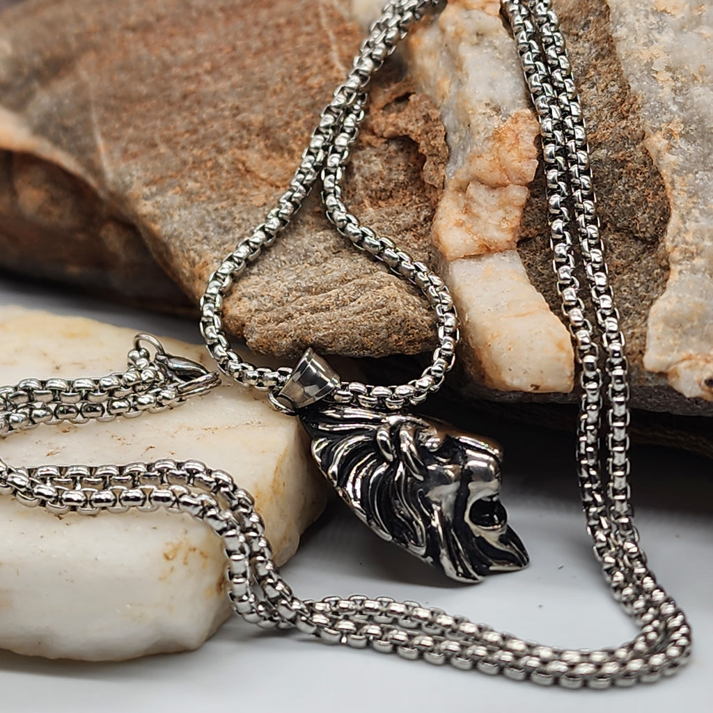 Knowledge / Chain Necklace For Mens Massive Necklace Hypoallergenic Lion Head Gift for Man