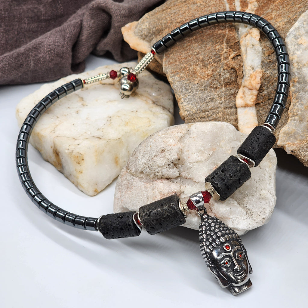 Mahabharata / Mens Necklace Buddha Head Pendant Jewelry Tsoukalos Ancient Aliens Boho