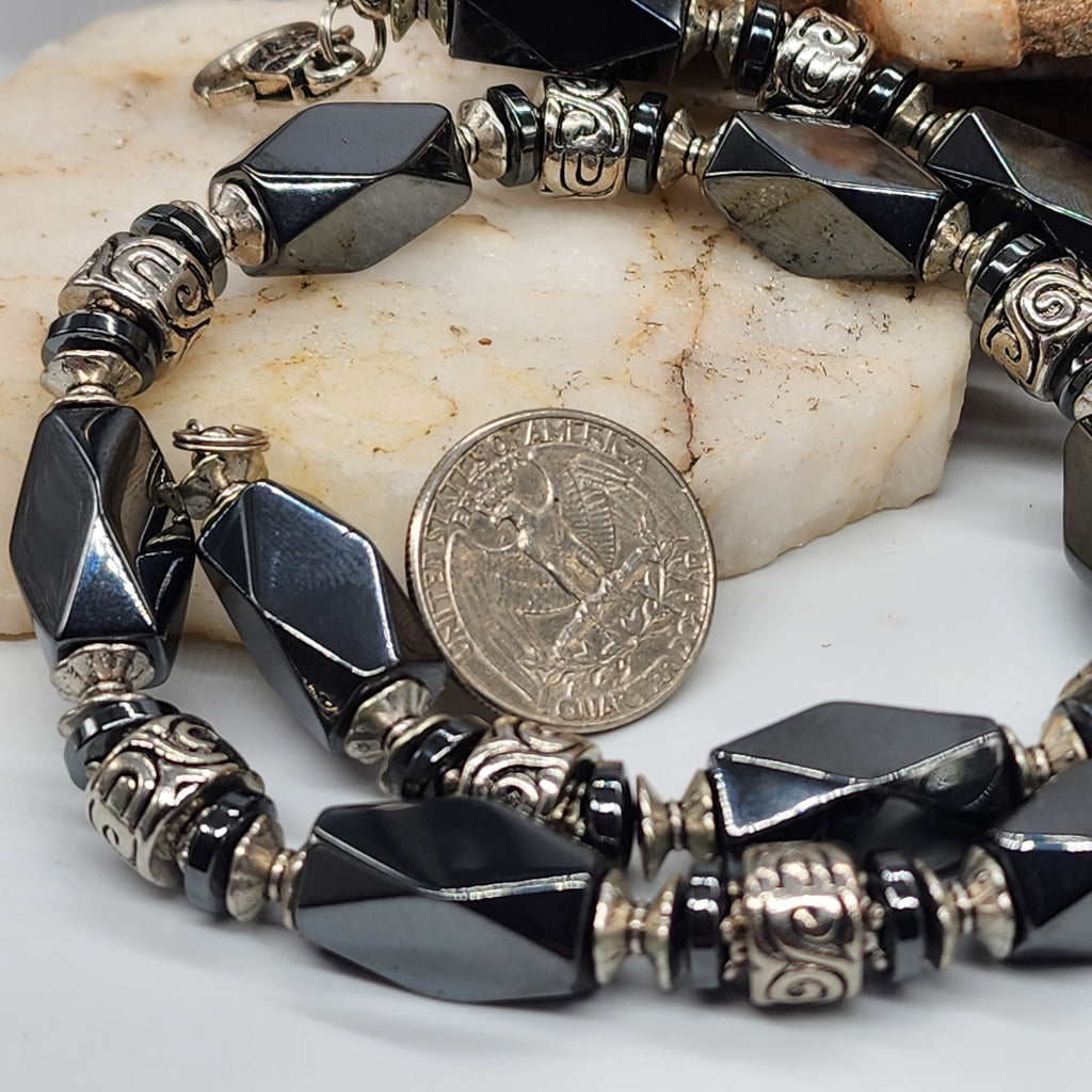 Tension Force / Bohemian Mens Necklace Natural Hematite Chocker Massive Man necklace