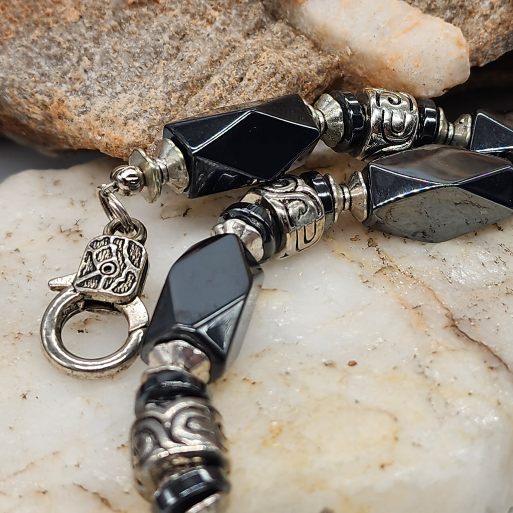 Tension Force / Bohemian Mens Necklace Natural Hematite Chocker Massive Man necklace