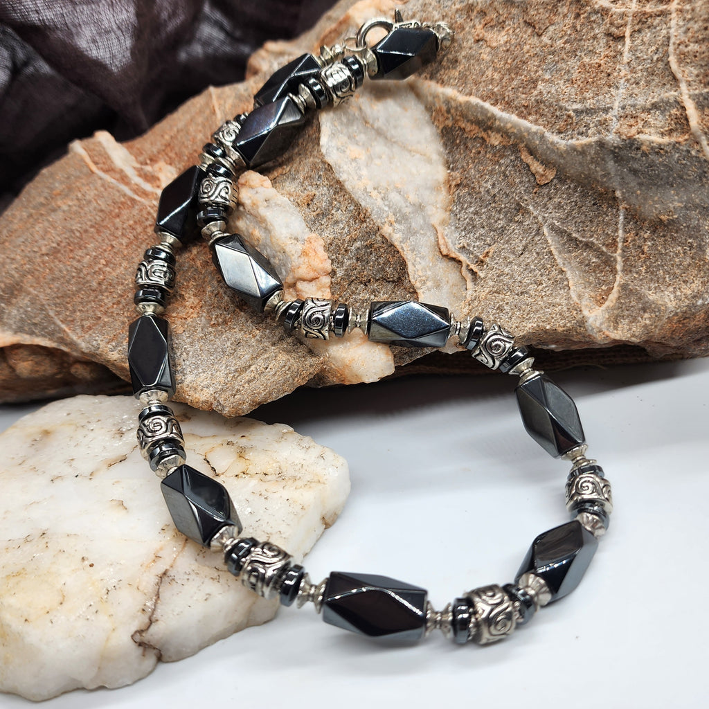 Tension Force / Bohemian Mens Necklace Natural Hematite Chocker Massive Man necklace
