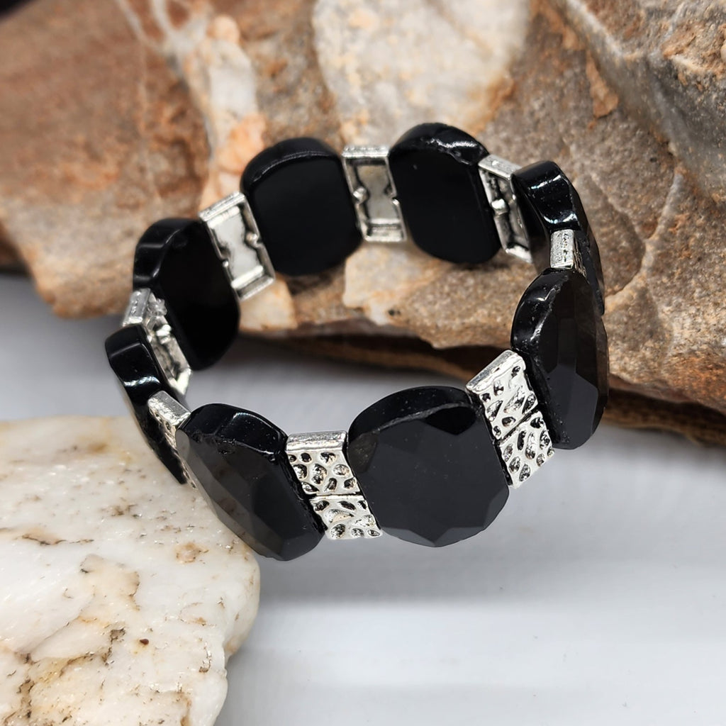 The Hunter / Men's Bracelet Men Beaded Black Onyx Stone Artisan Mens Boho Men's Jewelry