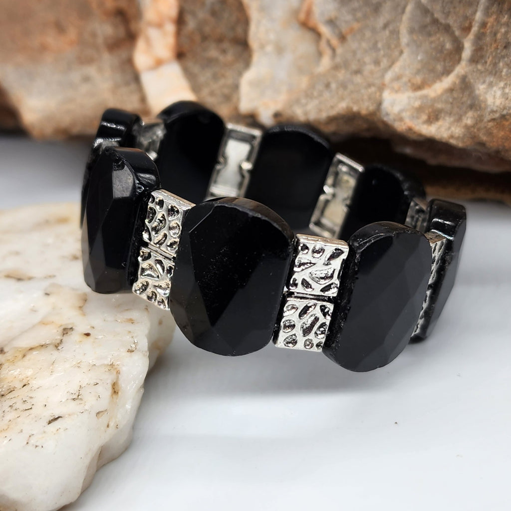 The Hunter / Men's Bracelet Men Beaded Black Onyx Stone Artisan Mens Boho Men's Jewelry