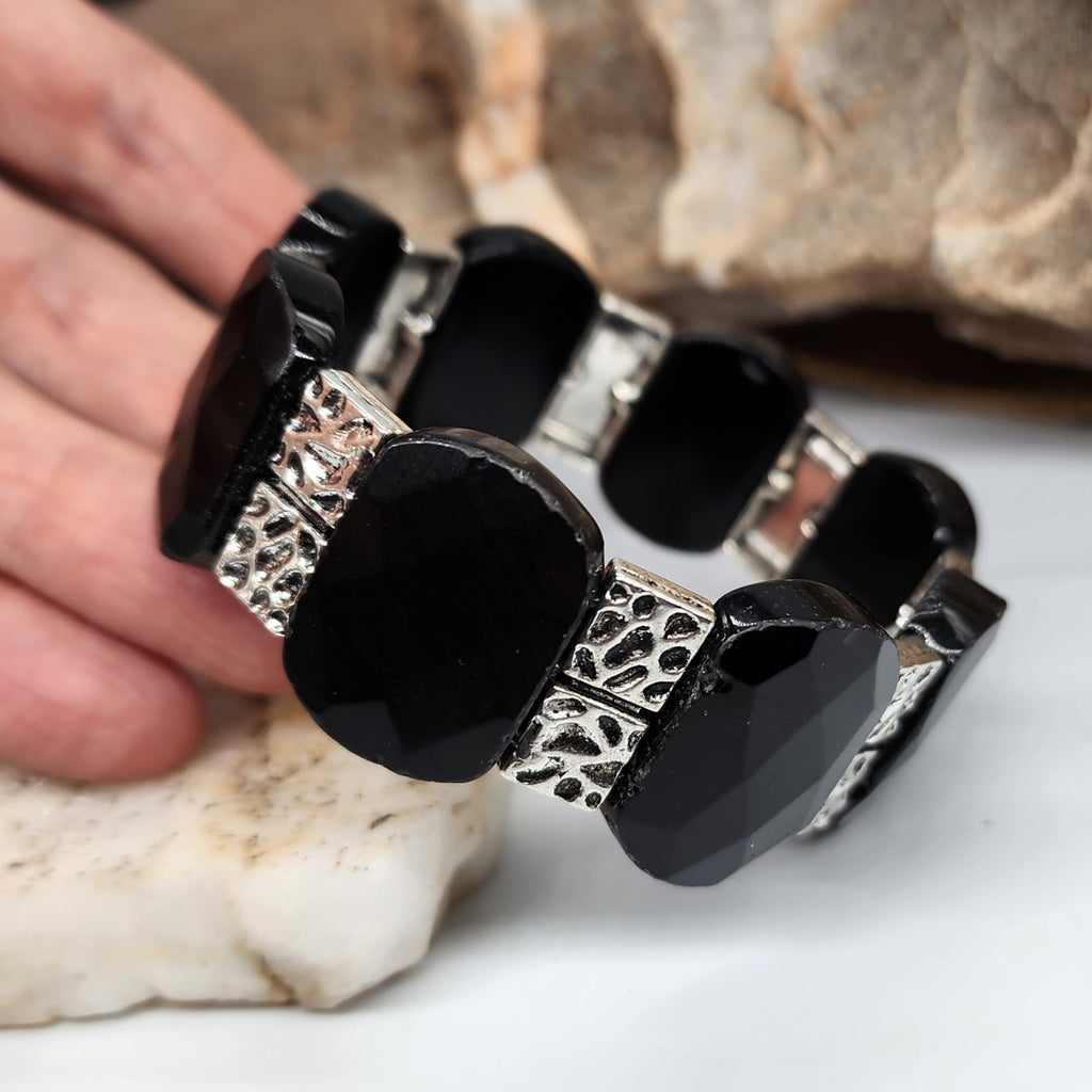 The Hunter / Men's Bracelet Men Beaded Black Onyx Stone Artisan Mens Boho Men's Jewelry