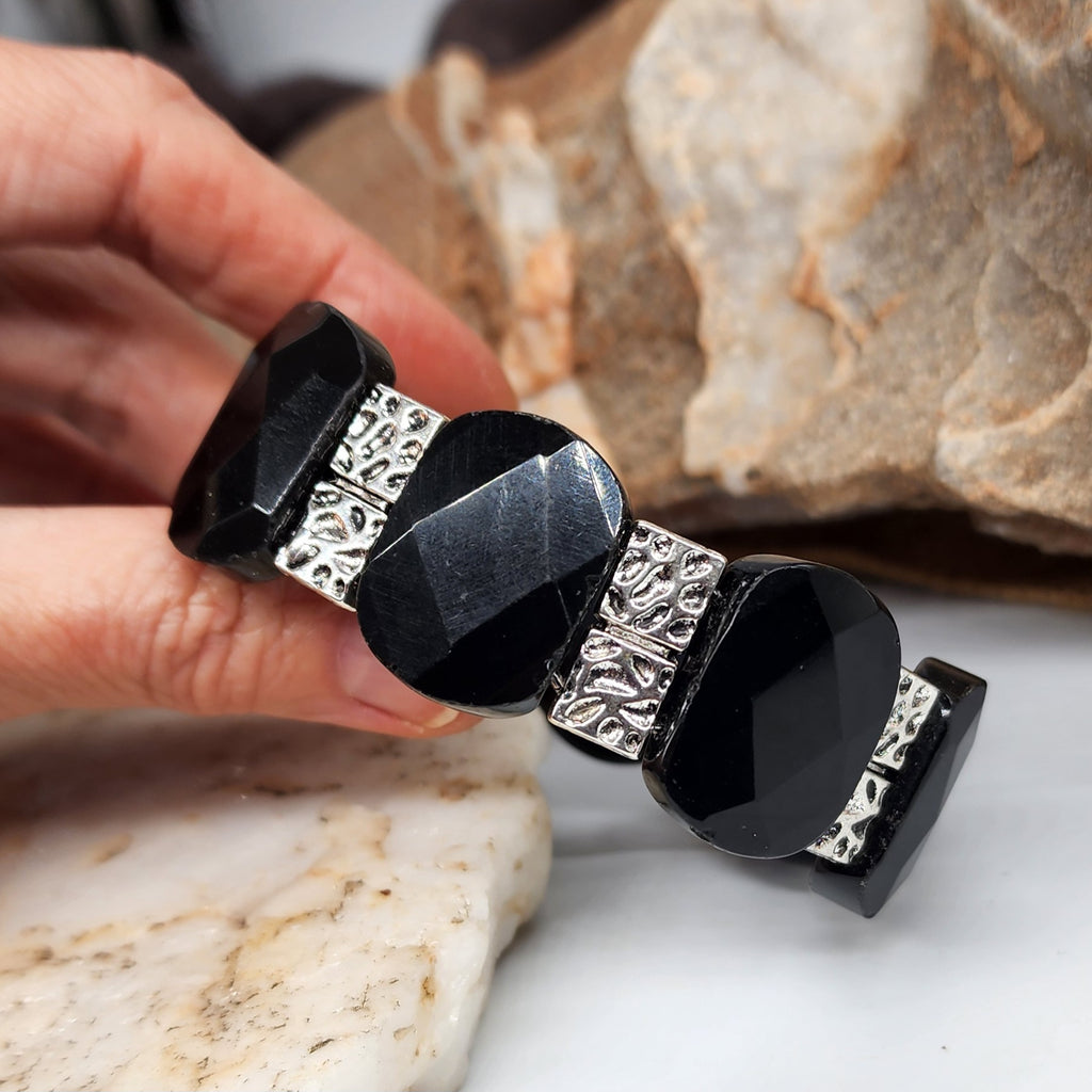 The Hunter / Men's Bracelet Men Beaded Black Onyx Stone Artisan Mens Boho Men's Jewelry