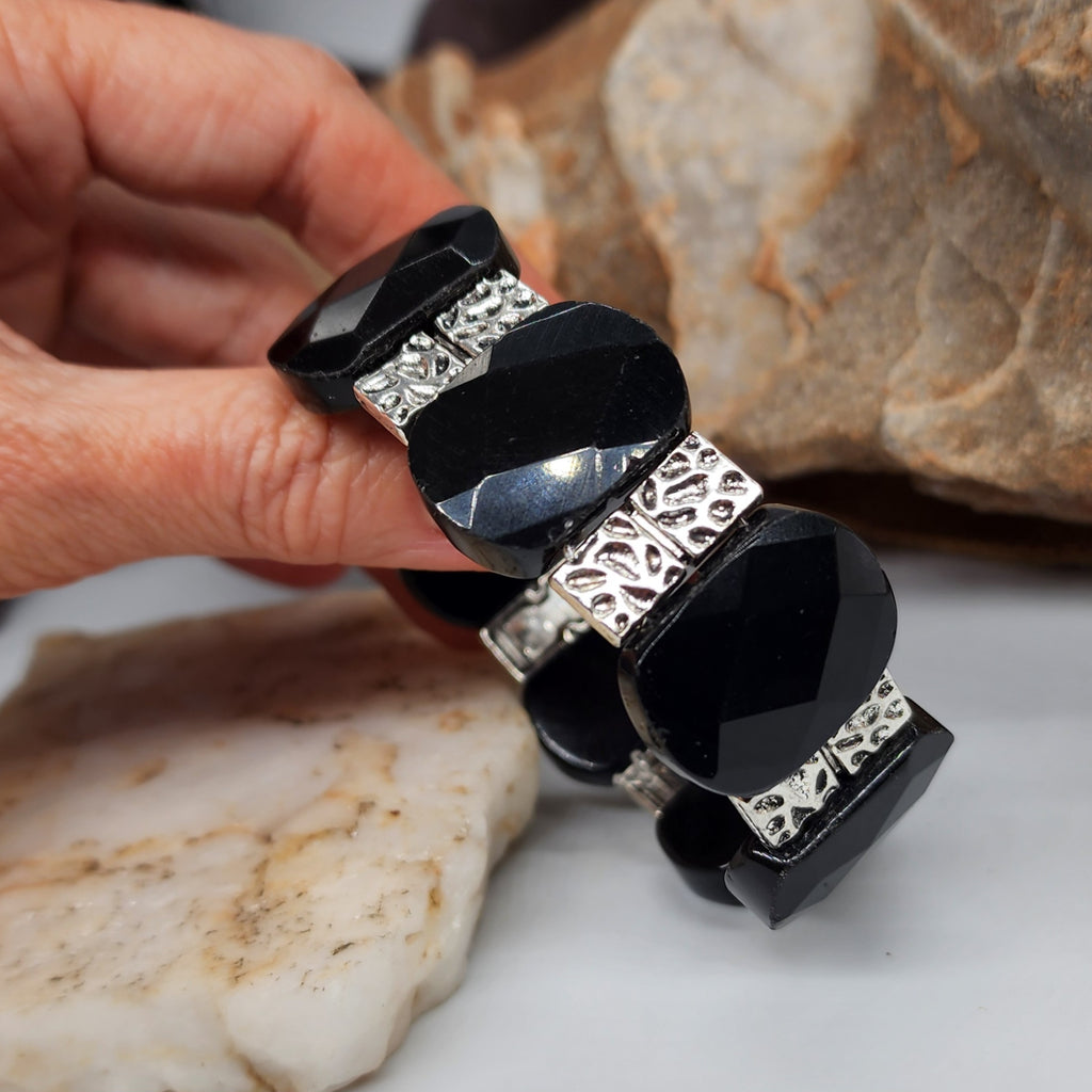 The Hunter / Men's Bracelet Men Beaded Black Onyx Stone Artisan Mens Boho Men's Jewelry