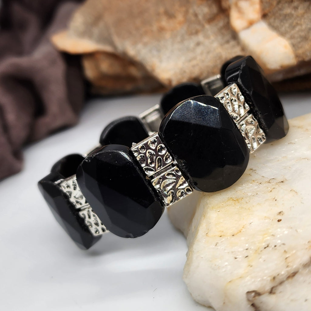 The Hunter / Men's Bracelet Men Beaded Black Onyx Stone Artisan Mens Boho Men's Jewelry