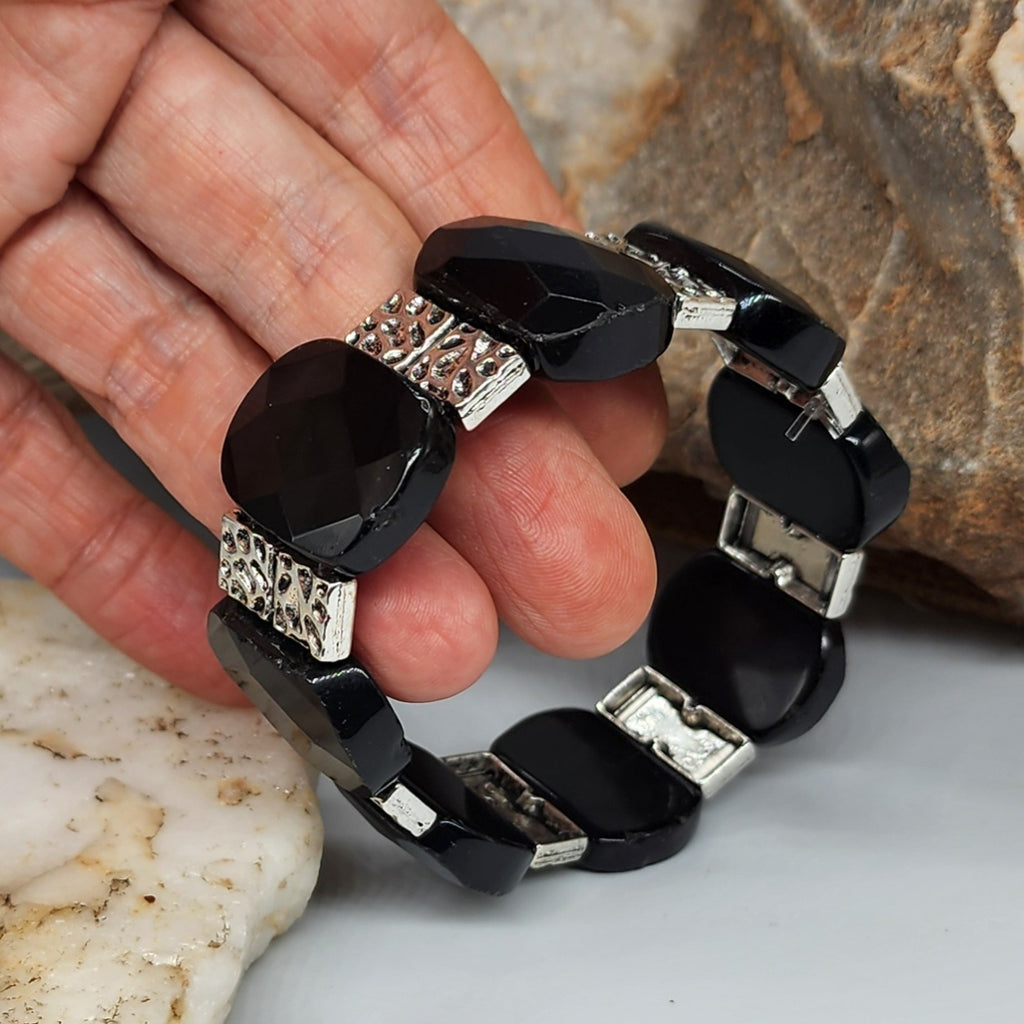 The Hunter / Men's Bracelet Men Beaded Black Onyx Stone Artisan Mens Boho Men's Jewelry