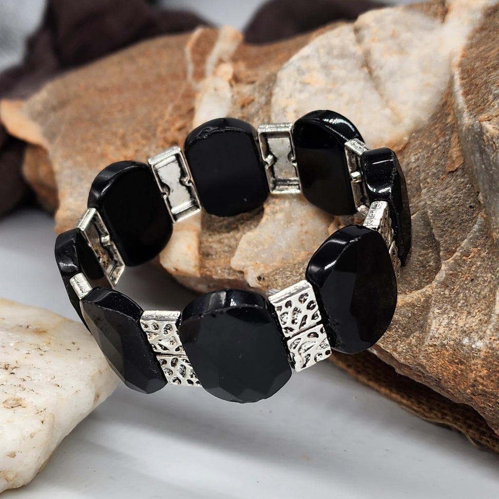 The Hunter / Men's Bracelet Men Beaded Black Onyx Stone Artisan Mens Boho Men's Jewelry