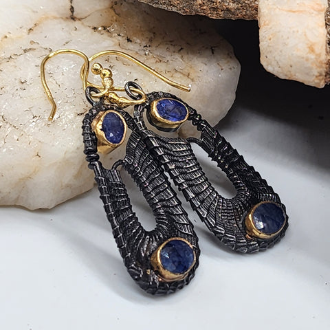 Nature / Designer Jewelry Raw Amber Stone Earrings Hypoallergenic Antique Gold Bronze with Natural Amber Gift for Momen