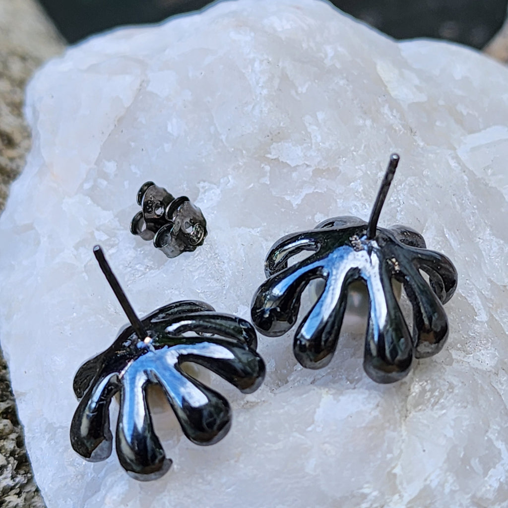 ROSES LATELY / Silver Black Rhodium Earrings Natural Pearls Stone Hypoallergenic Jewelry Most Popular Jewelry Gift For Women