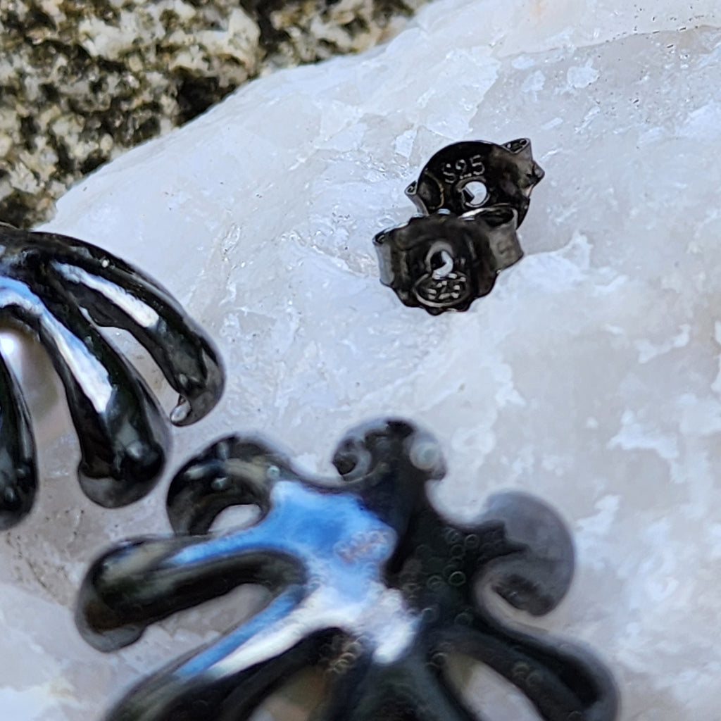 ROSES LATELY / Silver Black Rhodium Earrings Natural Pearls Stone Hypoallergenic Jewelry Most Popular Jewelry Gift For Women