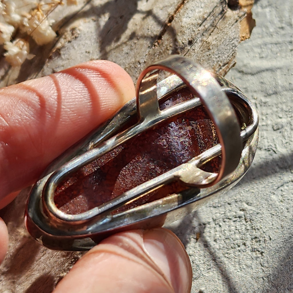 Dial For Drama / Designer Jewelry Raw Amber Stone Artisan Ring Hypoallergenic Silver 925 Ring with Natural Amber Gift Momen