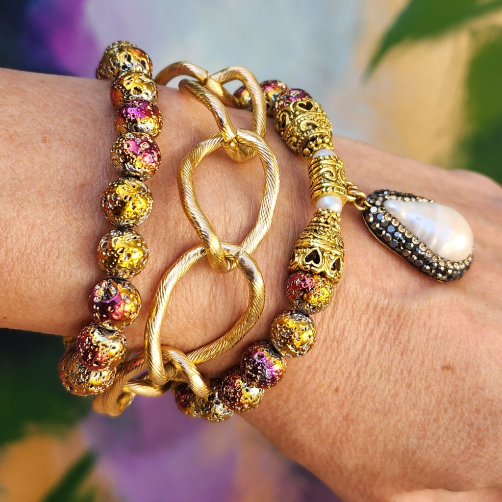 Napoleon and Josephine / Designer Jewelry Gold Bracelet Natural Pearl Hypoallergenic Unuque Jewelry Popular Jewelry Gift For Women