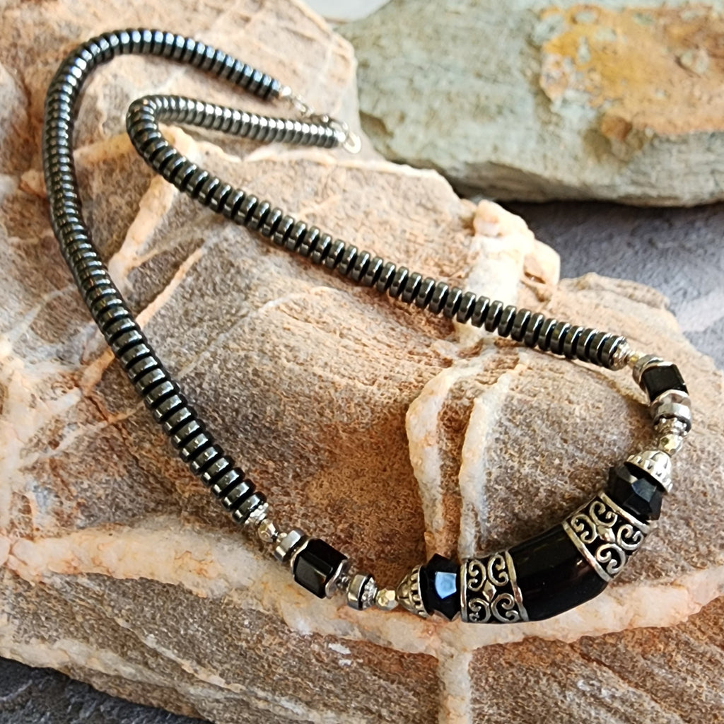 Cobra / Best Gift For Man Ethnic Man Boho Mens Jewelry Necklace Hematite Hypoallergenic