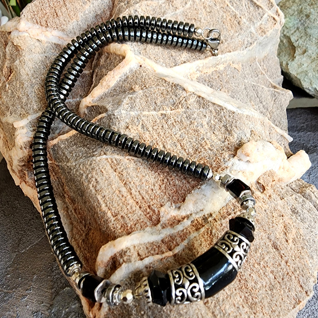 Cobra / Best Gift For Man Ethnic Man Boho Mens Jewelry Necklace Hematite Hypoallergenic
