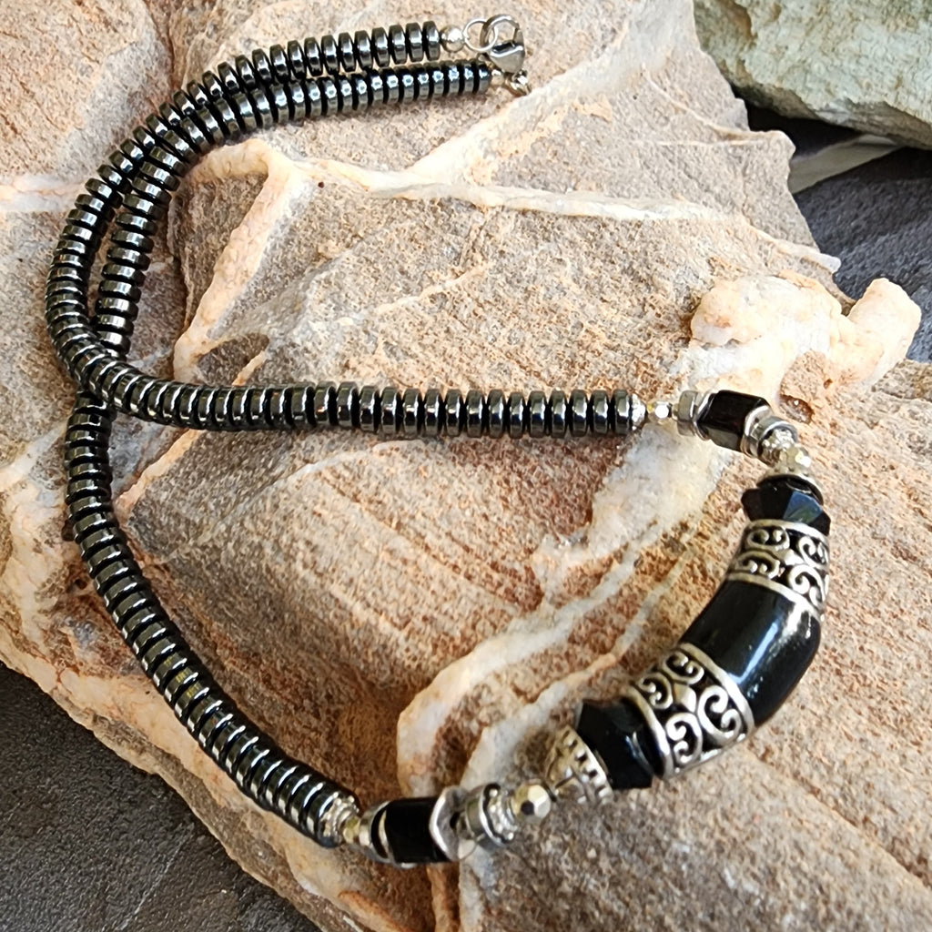 Cobra / Best Gift For Man Ethnic Man Boho Mens Jewelry Necklace Hematite Hypoallergenic