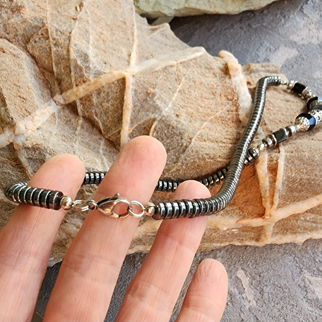 Cobra / Best Gift For Man Ethnic Man Boho Mens Jewelry Necklace Hematite Hypoallergenic