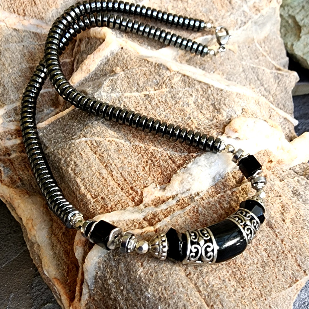 Cobra / Best Gift For Man Ethnic Man Boho Mens Jewelry Necklace Hematite Hypoallergenic