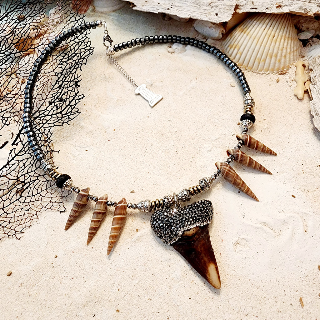 MACO ISLAND / Modern Man Necklace Mer-Men Tang Big Tooth Pendant Merman Jewelry