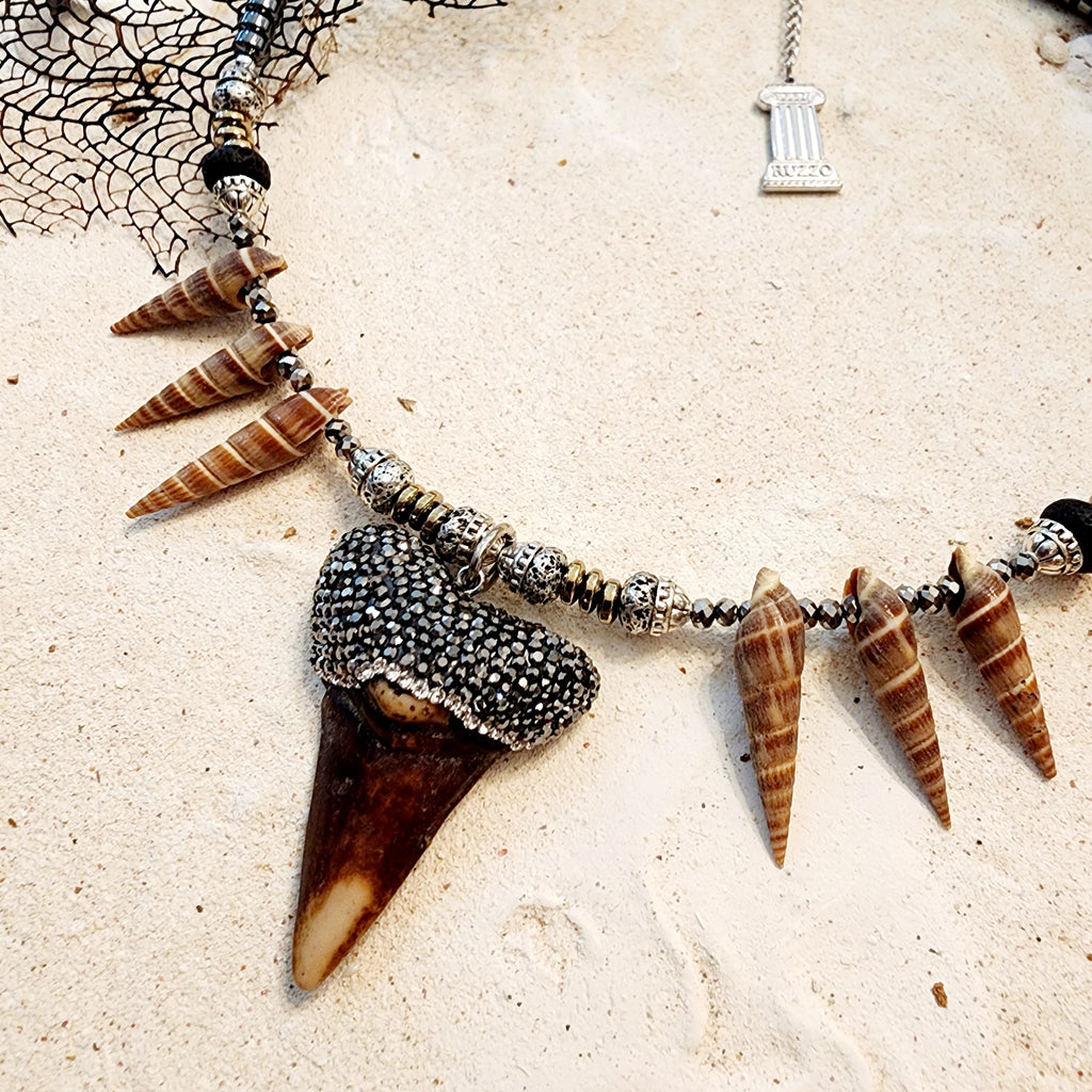 MACO ISLAND / Modern Man Necklace Mer-Men Tang Big Tooth Pendant Merman Jewelry