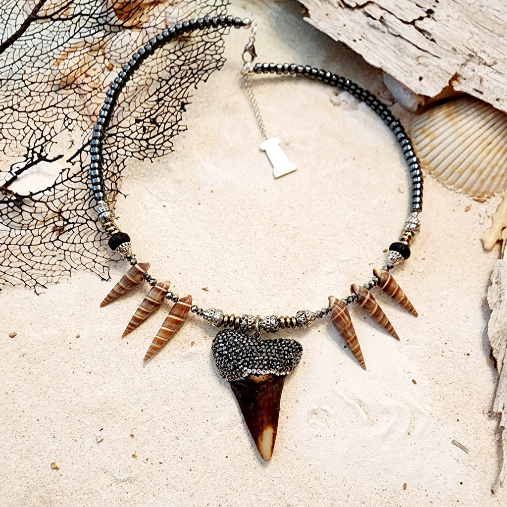 MACO ISLAND / Modern Man Necklace Mer-Men Tang Big Tooth Pendant Merman Jewelry