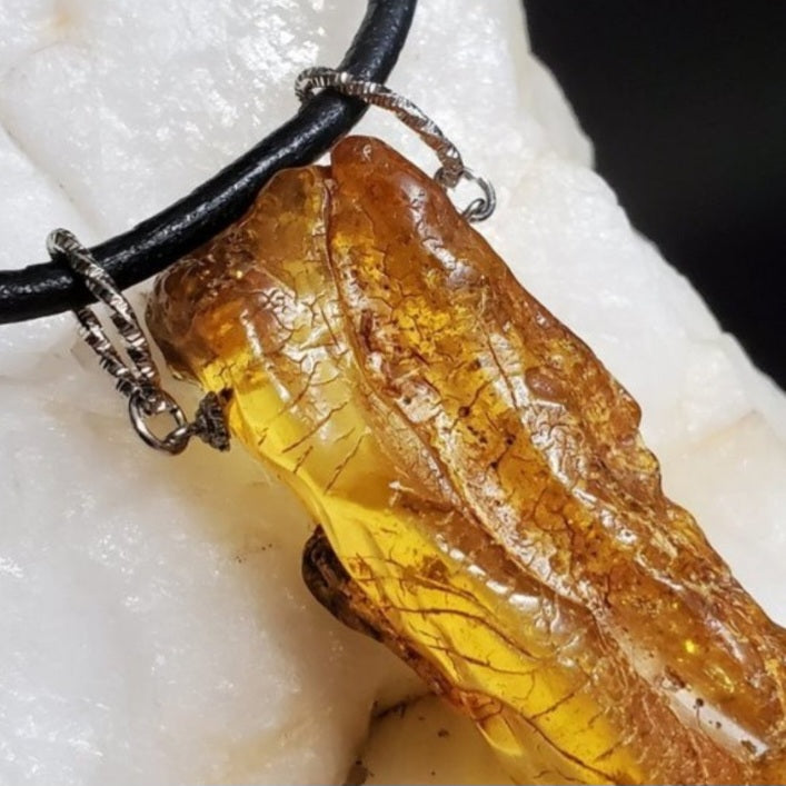 Bohemian Lover / Designer Jewelry Raw Amber Nugget Pendant Hypoallergenic Surgical Steel Necklace Natural Amber Gift for Momen