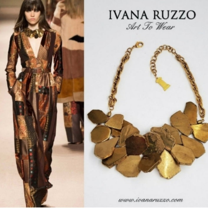 Beautifier / Designer Jewelry Gold Necklace Artisan Exotic JewelryGold Pyrite Nuggets Necklace Crystal Necklace Gift for Momen