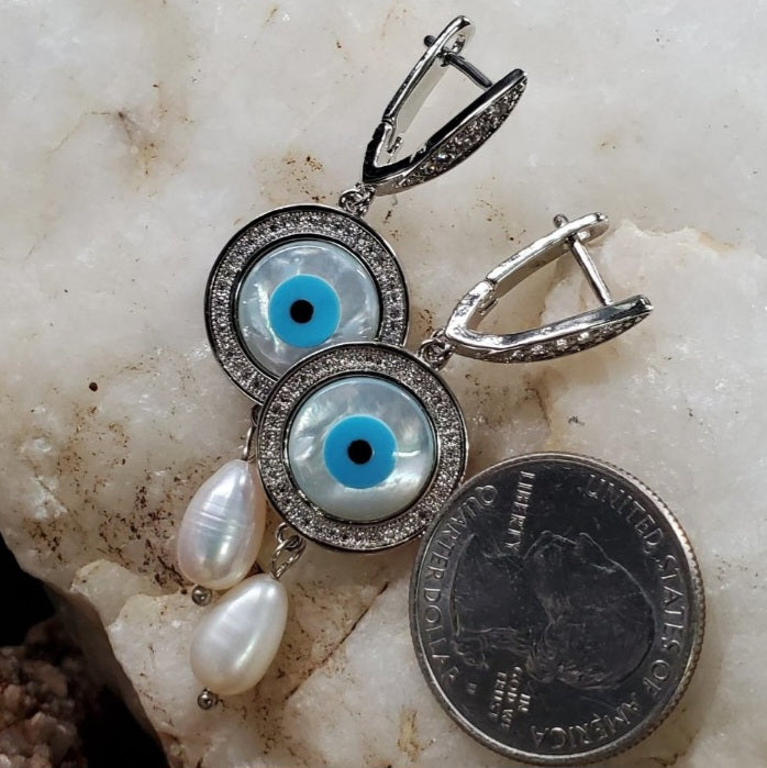 All Eyes On You / Designer Jewelry Silver Earrings Natural Pearls Hypoallergenic Jewelry Most Popular Jewelry Gift For Women