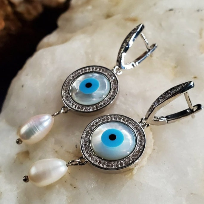 All Eyes On You / Designer Jewelry Silver Earrings Natural Pearls Hypoallergenic Jewelry Most Popular Jewelry Gift For Women