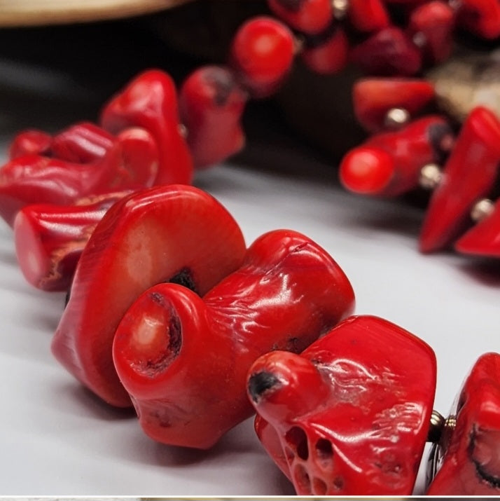 Coral Guard / Designer Coral Jewelry Coral Necklace Big Natural Stone Necklace Boho Genuine Stones Necklace Gift for Momen