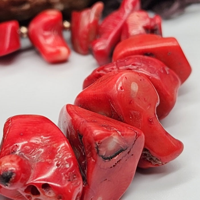 Coral Guard / Designer Coral Jewelry Coral Necklace Big Natural Stone Necklace Boho Genuine Stones Necklace Gift for Momen