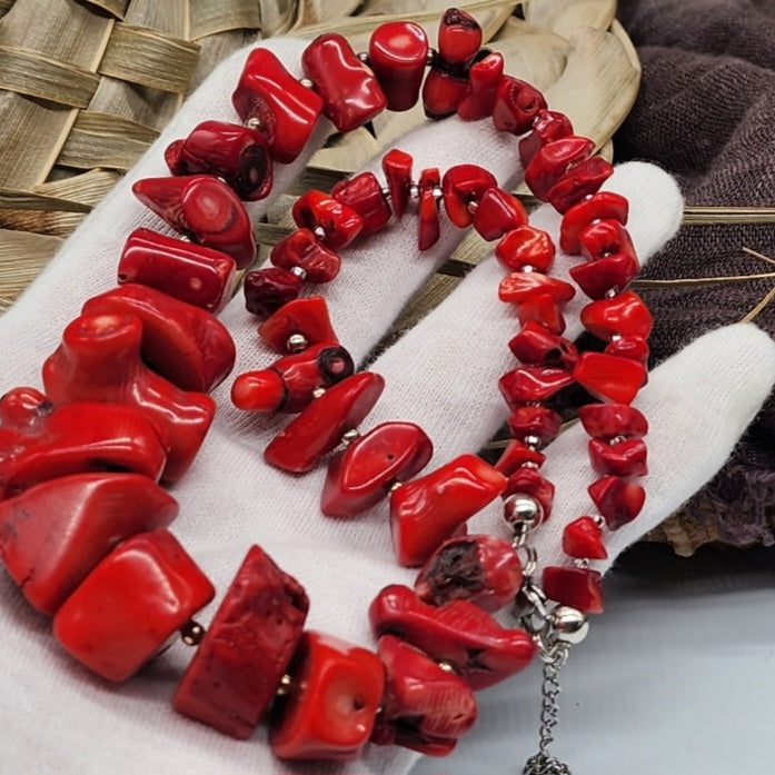 Coral Guard / Designer Coral Jewelry Coral Necklace Big Natural Stone Necklace Boho Genuine Stones Necklace Gift for Momen