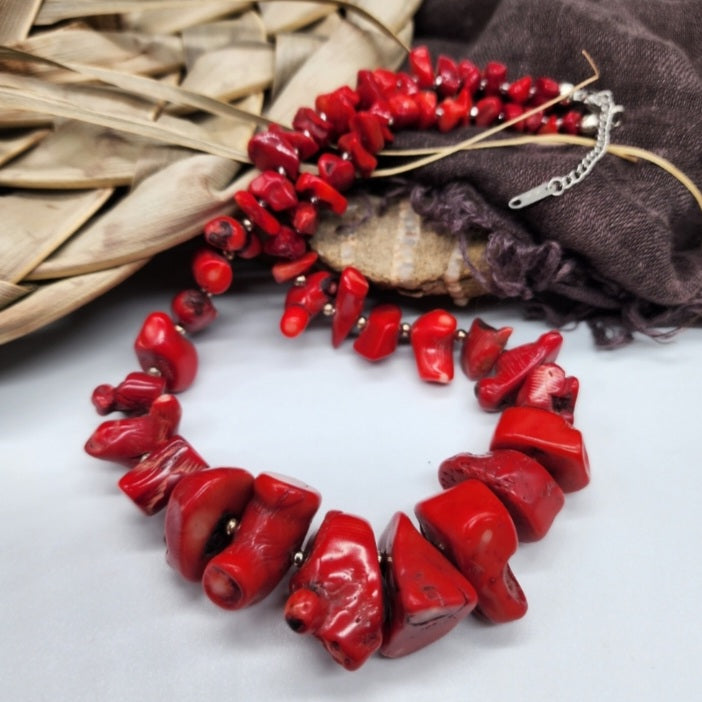 Coral Guard / Designer Coral Jewelry Coral Necklace Big Natural Stone Necklace Boho Genuine Stones Necklace Gift for Momen
