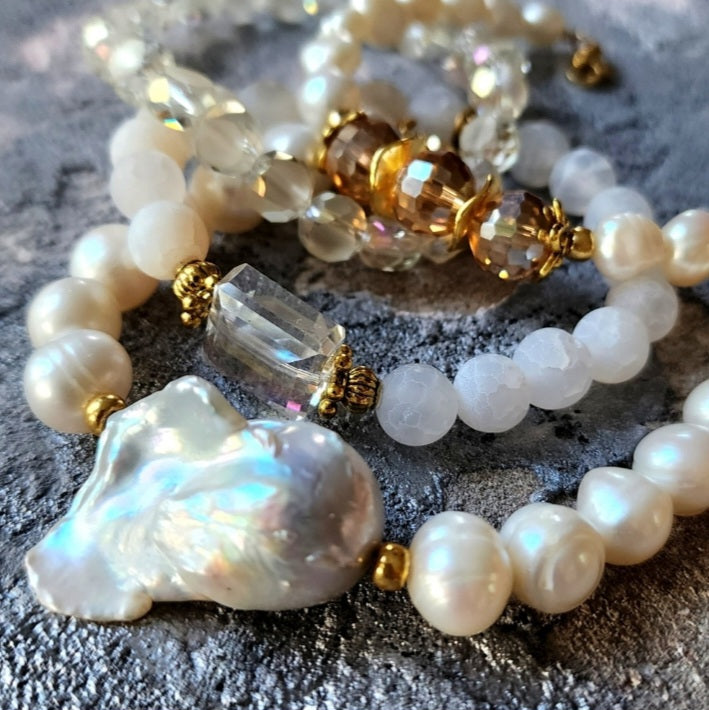 Here She Is / Most Popular Jewelry Silver Gold Bracelets Set Natural Pearls Hypoallergenic Bracelet Gift For Women