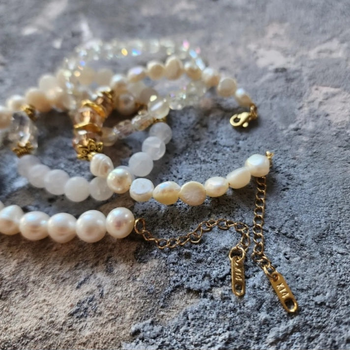 Here She Is / Most Popular Jewelry Silver Gold Bracelets Set Natural Pearls Hypoallergenic Bracelet Gift For Women