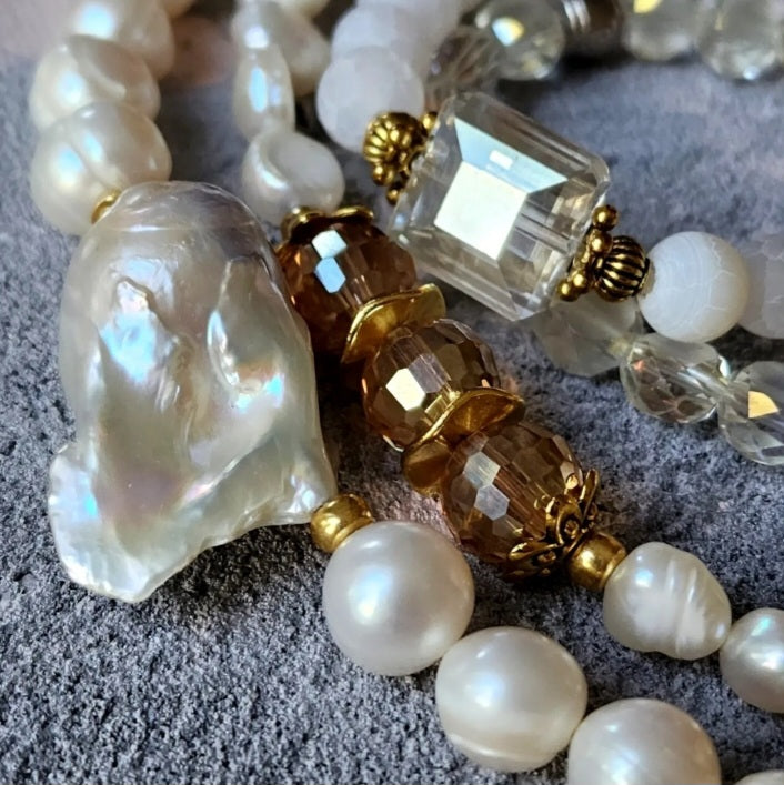 Here She Is / Most Popular Jewelry Silver Gold Bracelets Set Natural Pearls Hypoallergenic Bracelet Gift For Women