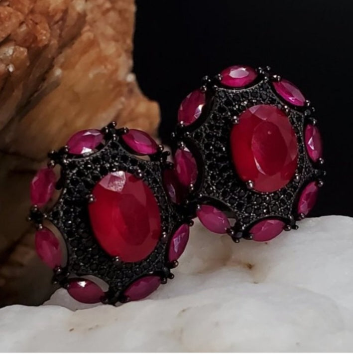 In Holidays Mood / Most Popular Jewelry Silver Gold Earrings Ruby Studs Hypoallergenic Earrings Gift For Women