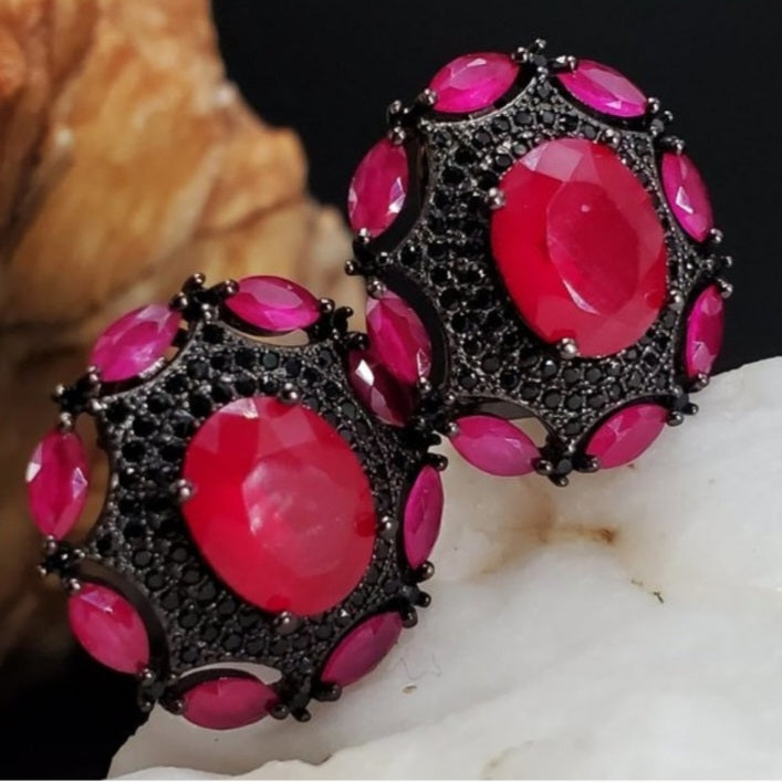 In Holidays Mood / Most Popular Jewelry Silver Gold Earrings Ruby Studs Hypoallergenic Earrings Gift For Women