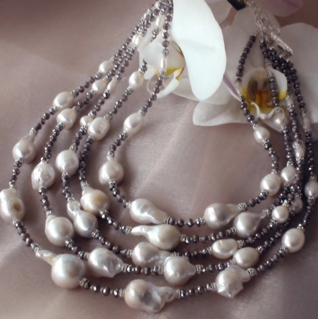 Unforgettable Journey / Designer Jewelry Silver Necklace Natural Baroque Pearls Hypoallergenic Jewelry Most Popular Jewelry Gift For Women