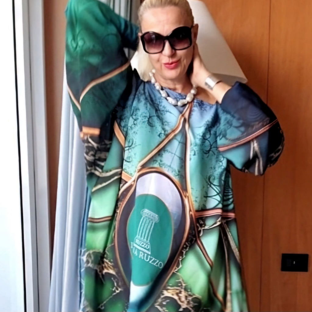 Art Deco / Designer Maxi Dress Boho Luxury Resort Wear Silk Dress Artisan Concept Clothing Unique Upcycled Couture