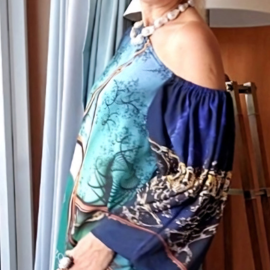 Art Deco / Designer Maxi Dress Boho Luxury Resort Wear Silk Dress Artisan Concept Clothing Unique Upcycled Couture