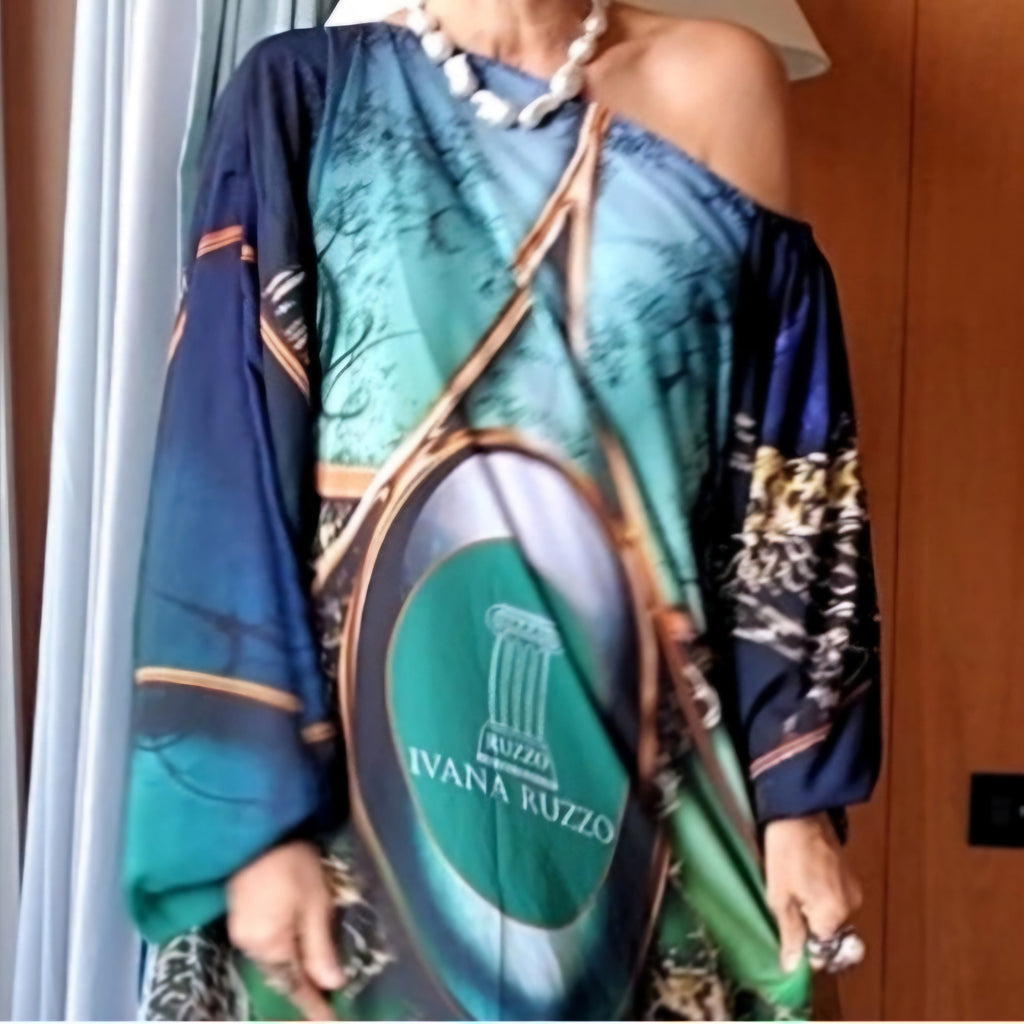 Art Deco / Designer Maxi Dress Boho Luxury Resort Wear Silk Dress Artisan Concept Clothing Unique Upcycled Couture