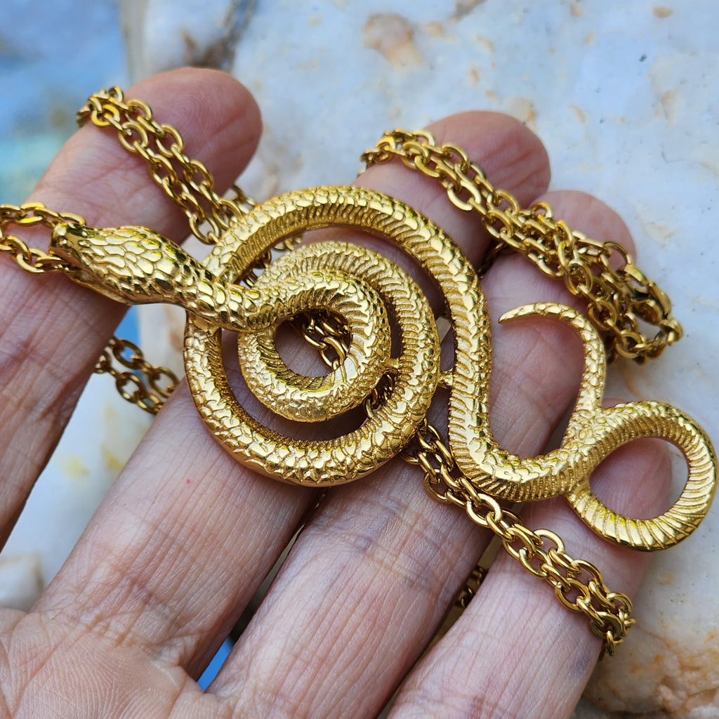 Royal Cobra / Unique Necklace for Men Gold Necklace Snake Pendant Gift Guy Mens Gift Idea