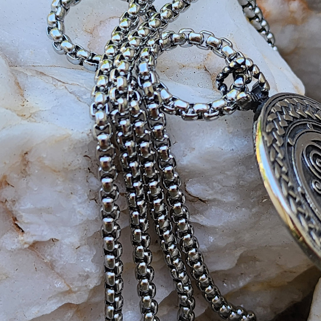 Swords And Runes / Unique Necklace for Men Silver Necklace Pendant Gift Guy Mens Gift Idea